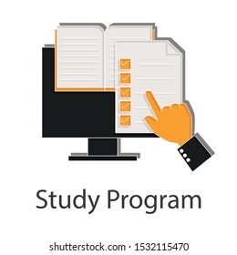 Study program  icon concept on white background. Creative idea design use for your project. Flat vector illustration sign for presentation, brochure, template or mobile app.  