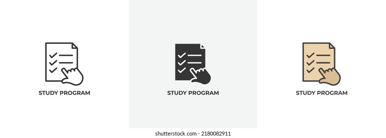study program icon. Line, solid and filled outline colorful version, outline and filled vector sign. Idea Symbol, logo illustration. Vector graphics