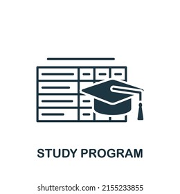 Study Program icon. Monochrome simple E-Learning icon for templates, web design and infographics