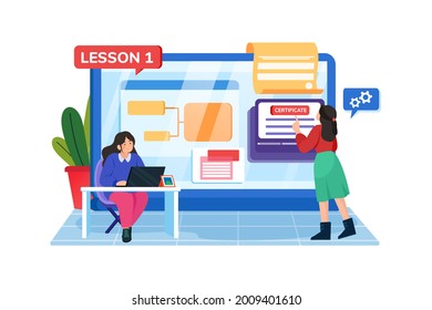 Study Program Illustration concept. Flat illustration isolated on white background.