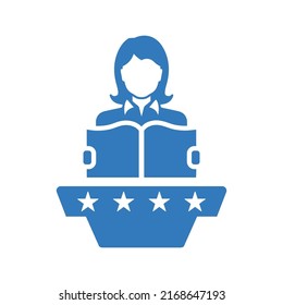 Study, reading, book icon. Blue color design.