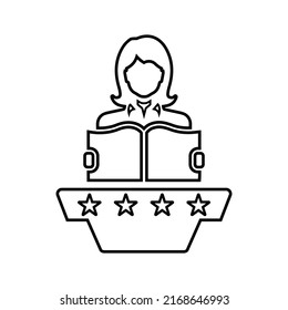 Study, reading, book line icon. Outline vector.