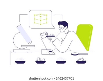 Study rock samples abstract concept vector illustration. Professional geologist testing rock samples in lab, ecology industry, environmental science, minerals exploring abstract metaphor.