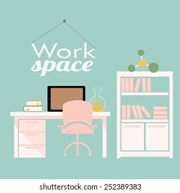 study room in blue color background