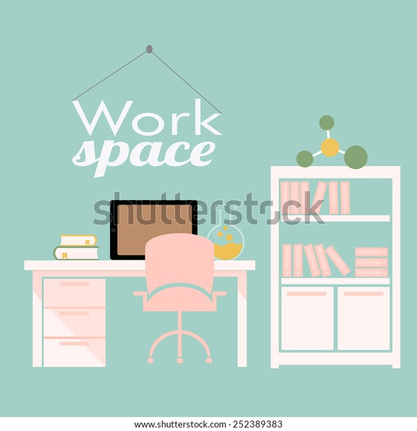 Study Room Blue Color Background Stock Vektorgrafik