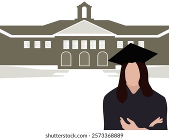 study scholarship in university abroad front of view illustration theme, a girl achieving success in study abroad university theme  