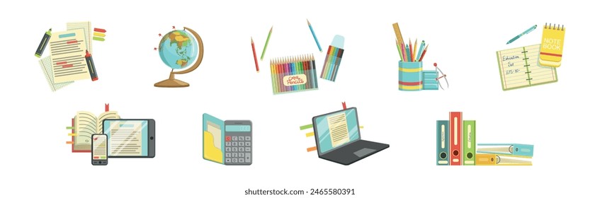 Study and School Supply and Object Vector Set