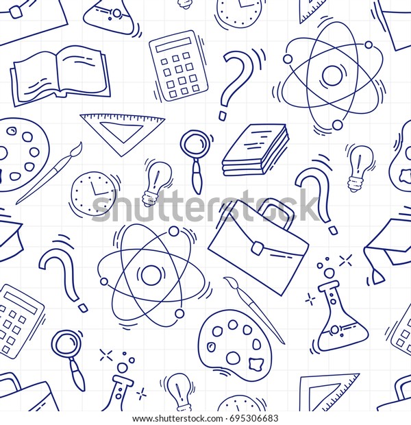 Study Seamless Pattern School Accessories Stock Vector (Royalty Free ...