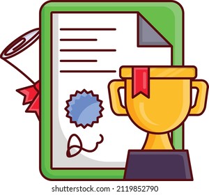 study sheet trophy Vector illustration isolated on a transparent background. vector line flat icons for concept or web graphics.