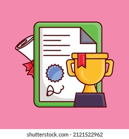 study sheet trophy Vector illustration isolated on a transparent background. vector line flat icons for concept or web graphics.