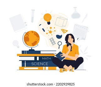 Study student gain knowledge concept illustration