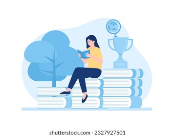 Study for success trending concept flat illustration