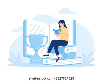Study for success trending concept flat illustration