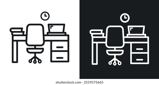 Icono blanco y negro de la mesa de estudio.