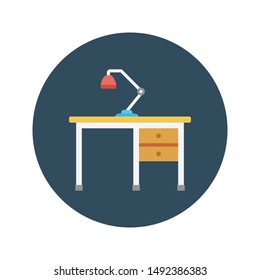 study table glyph flat vector icon
