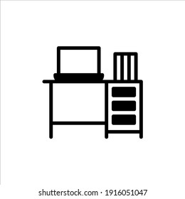 Study table icon in glyph style. Icons for online learning and home study.
