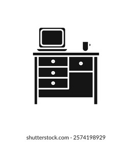 Study table icon Simple thin line flat symbol