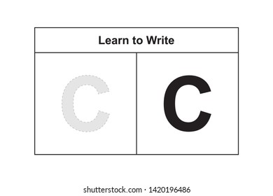study table illustration for kids. Learn to write letter C
