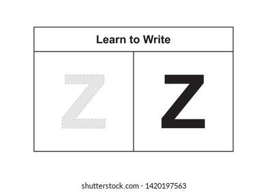 study table illustration for kids. Learn to write letter Z