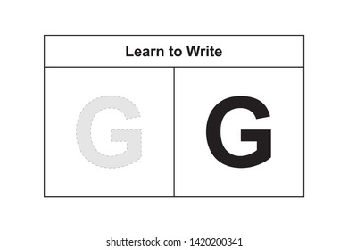 study table illustration for kids. Learn to write letter G