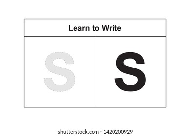 study table illustration for kids. Learn to write letter S