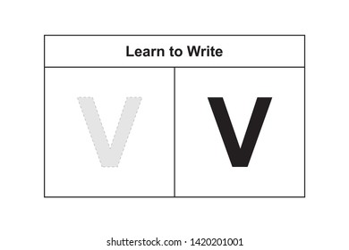 study table illustration for kids. Learn to write letter V.
