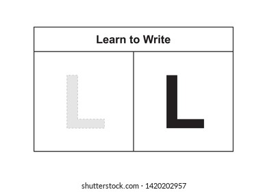 study table illustration for kids. Learn to write letter L
