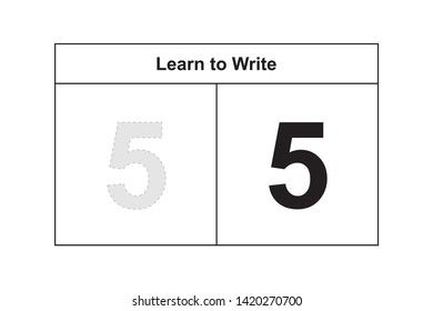 study table illustration for kids. Learn to write a number.