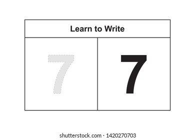 study table illustration for kids. Learn to write a number.