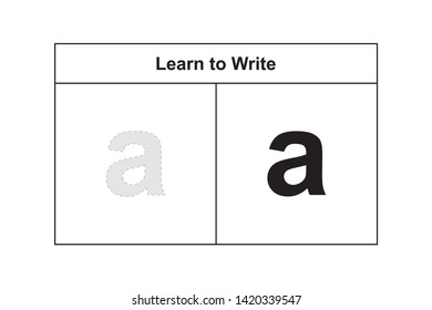 a study table illustration for kids. Learn to write alphabet in lowercase.