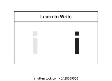 i study table illustration for kids. Learn to write alphabet in lowercase.
