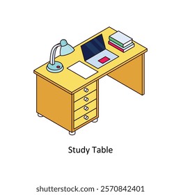 Study Table isometric Colored illustration. EPS File stock illustration