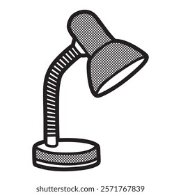 study table lamp, black and white vector