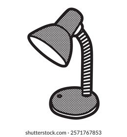 study table lamp with switch, black and white vector