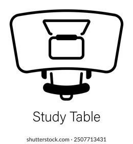 Lerntisch mit Laptop und Stuhl, Liniensymbol 