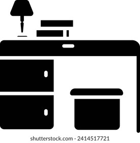 Study Table solid and glyph vector illustration