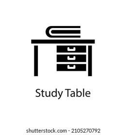 Study Table vector Solid icon for web isolated on white background EPS 10 file