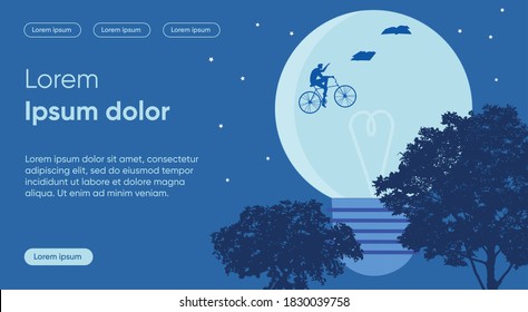 Study Target Flat Landing Page Vektorvorlage. Streben nach Zielen, Lernen Ideen Metapher. Fahrradfahrer-Erziehung für buchstäbliche Gesichtszüge. Homepage-Layout für Bildung, Knowledge Pursuit