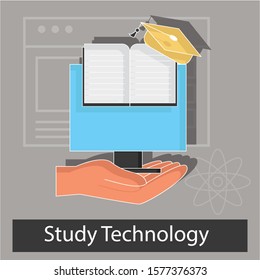 Study technology  concept. Creative idea design. Flat vector illustration for template, web site, brochure or presentation.