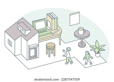 Study that doubles as a workspace in the home.