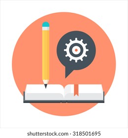 Study theme, flat style, colorful, vector icon set for info graphics, websites, mobile and print media.