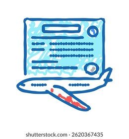 tempo de estudo escola de voo ícone doodle esboço vetor. tempo de estudo voo escola sinal. ilustração símbolo isolado
