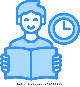 Study Time Icon Blue Color Vector Illustration