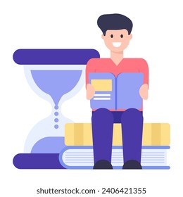 Study time icon, flat editable vector download