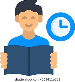 Study Time Icon Flat Vector Illustration