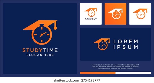 Study time logo design template with hat