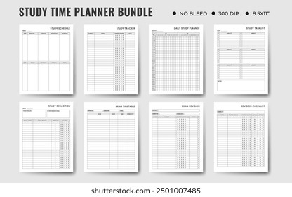 Study Time Planner Bundle. Study Planner, School, Collage, High School And Semester Planner.