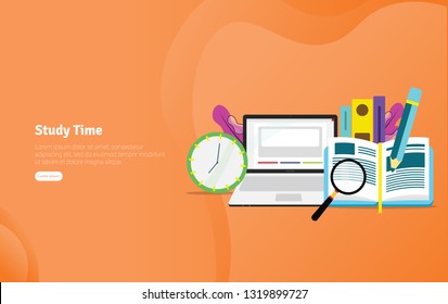 Study Time Students Concept Educational and Scientific Illustration Banner, Suitable For Wallpaper, Banner, Background, Card, Book Illustration or Web Landing Page