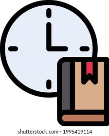 study time vector line colour icon
