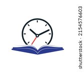 Study time vector logo design. Book with clock icon design.